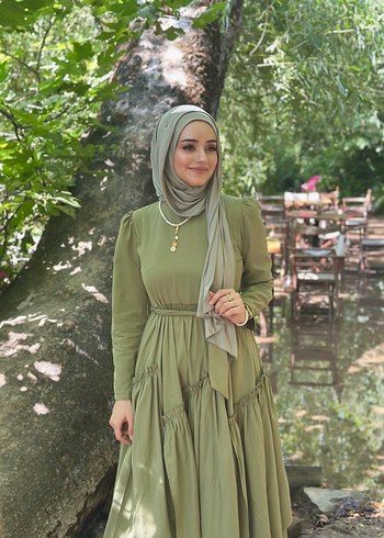 Kadın Haki Bohem Uzun Elbise - Görsel 4