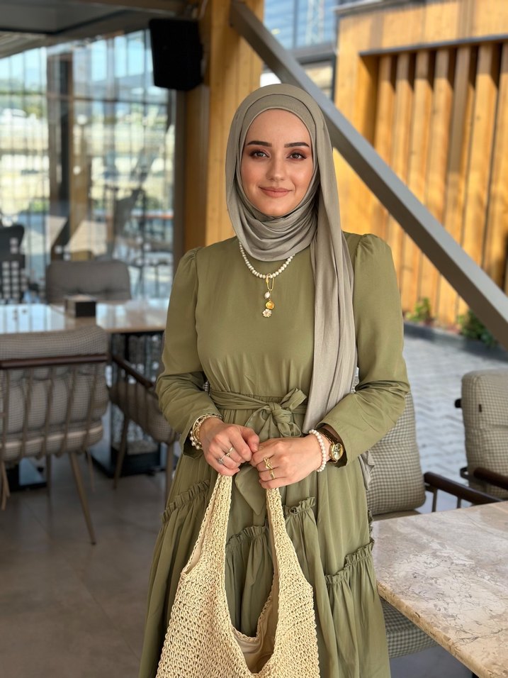 Kadın Haki Bohem Uzun Elbise - Görsel 5