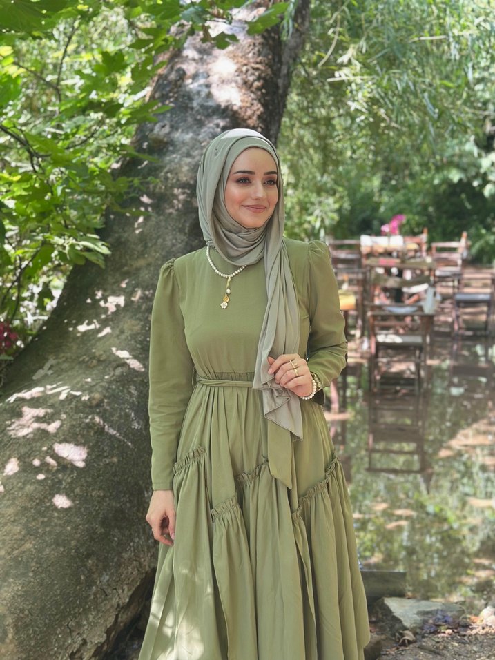 Kadın Haki Bohem Uzun Elbise - Görsel 4