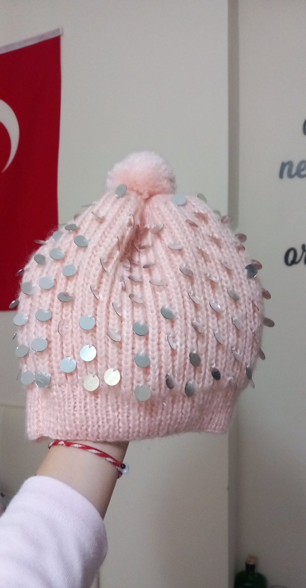 Pembe Ponponlu Çivili Kadın Bere - Görsel 3