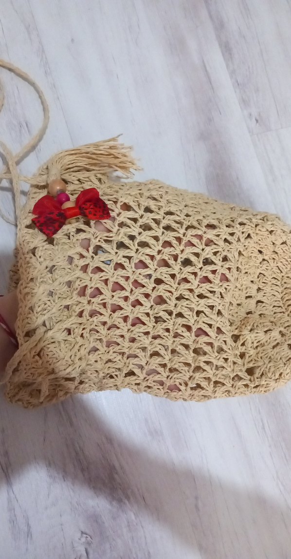 Bej Nakışlı Örgü Bohem Kadın Çanta - Görsel 2