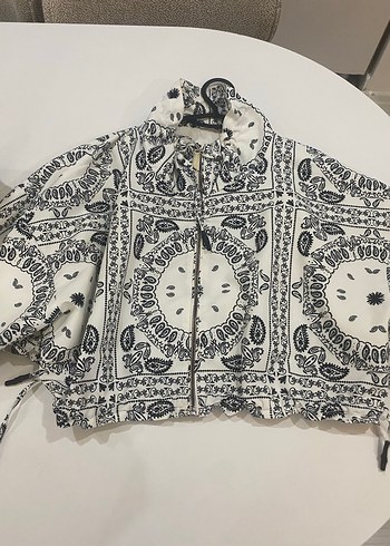 m Beden Bohem Desenli Fermuarlı Kadın Ceket