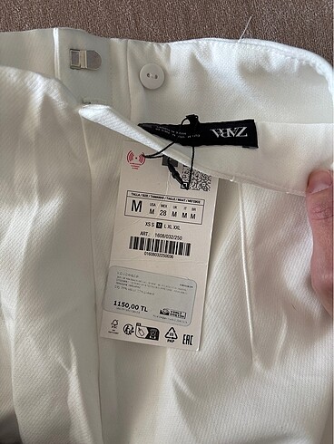 m Beden Sıfır etiketli Zara pantolon
