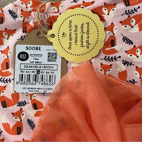 9-12 Ay Beden Soobe Kız Bebek Elbise