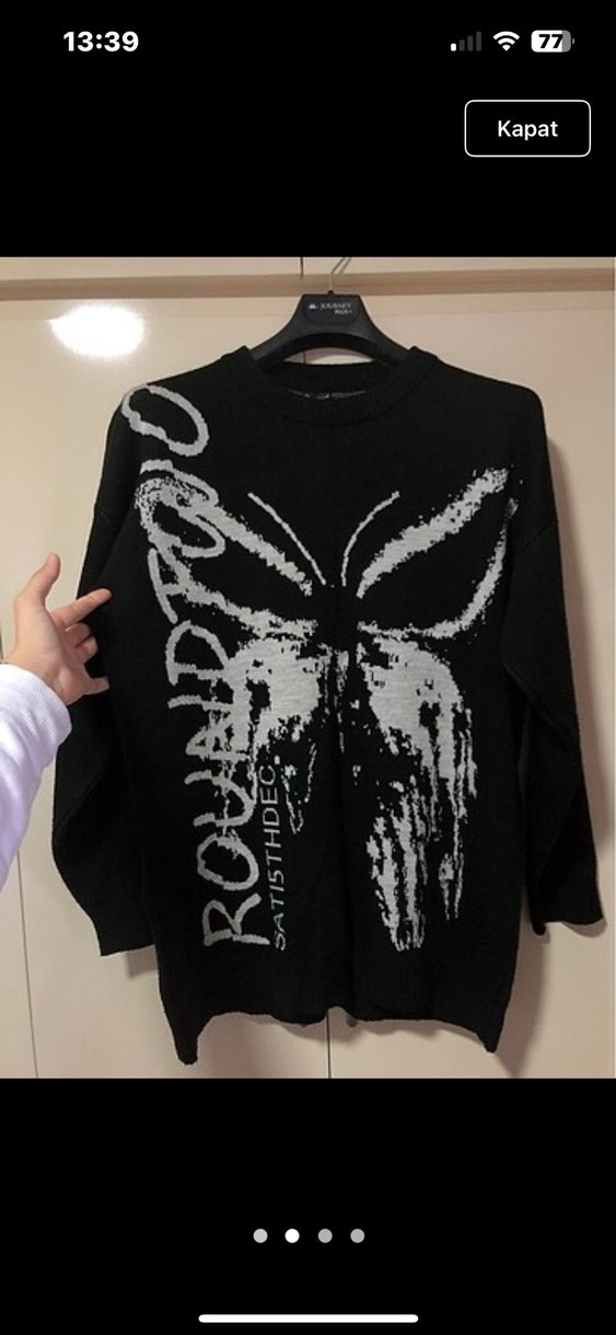 Siyah Goth Desenli Triko Kazak - Görsel 2