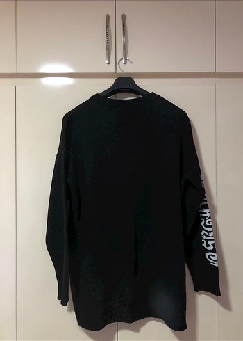 Siyah Goth Desenli Triko Kazak - Görsel 3