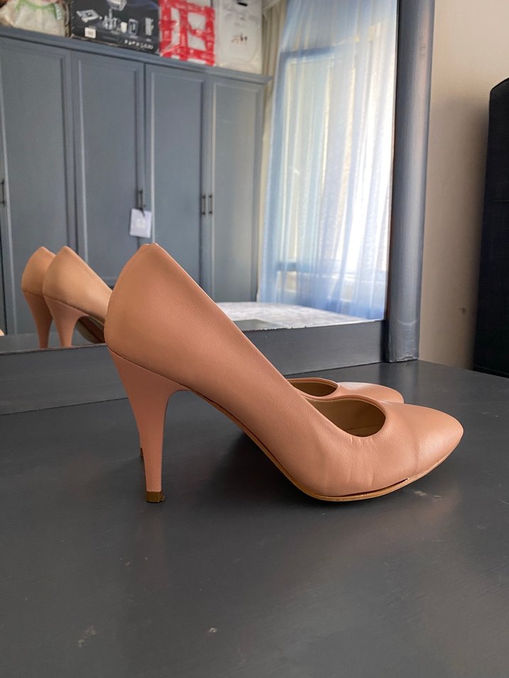 Bej pembe Stiletto Topuklu Kadın Ayakkabı - Görsel 2