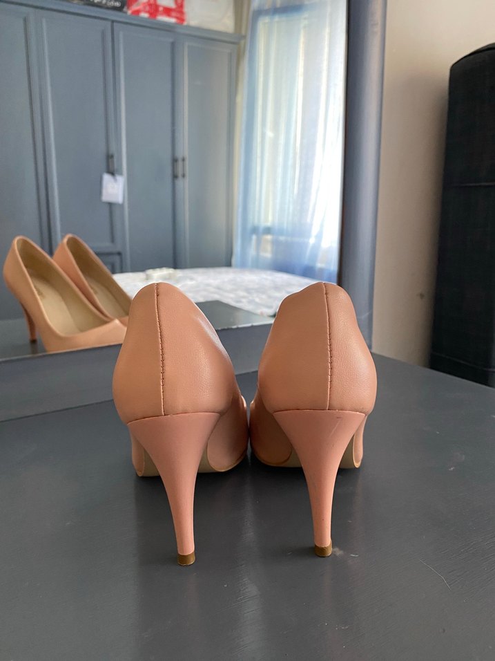 Bej pembe Stiletto Topuklu Kadın Ayakkabı - Görsel 3