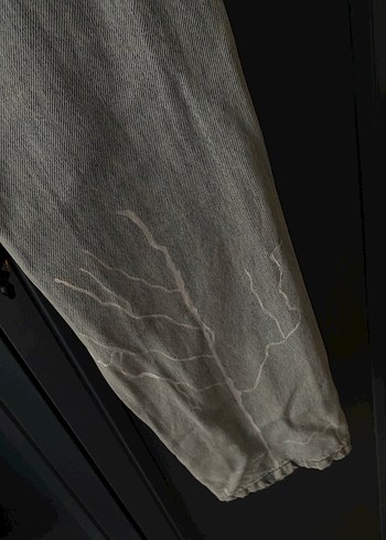 Nakışlı şimşek Detaylı Gri Salaş Denim Pantolon - Görsel 7