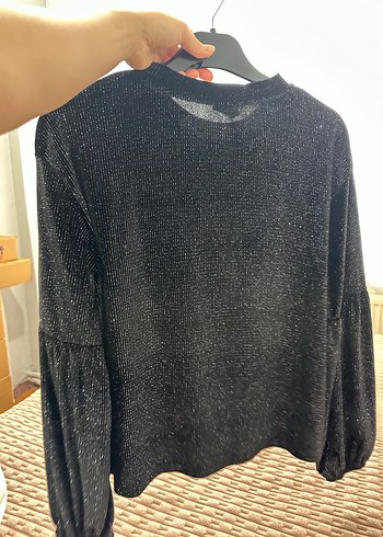 Kadın Parlak Siyah Süet Bluz - Görsel 3