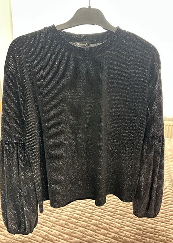 Kadın Parlak Siyah Süet Bluz - Görsel 4