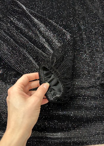 Kadın Parlak Siyah Süet Bluz - Görsel 2