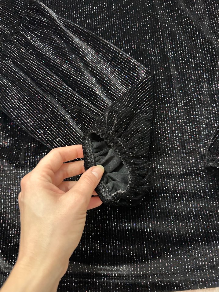 Kadın Parlak Siyah Süet Bluz - Görsel 2