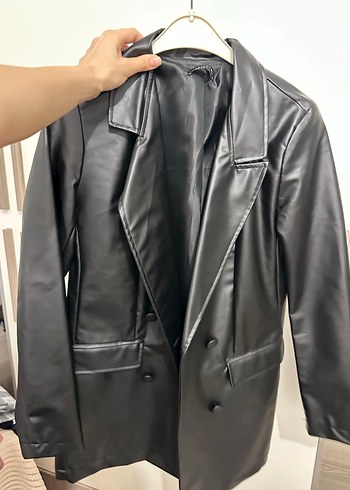 Siyah Deri Kadın Ceket - Görsel 2