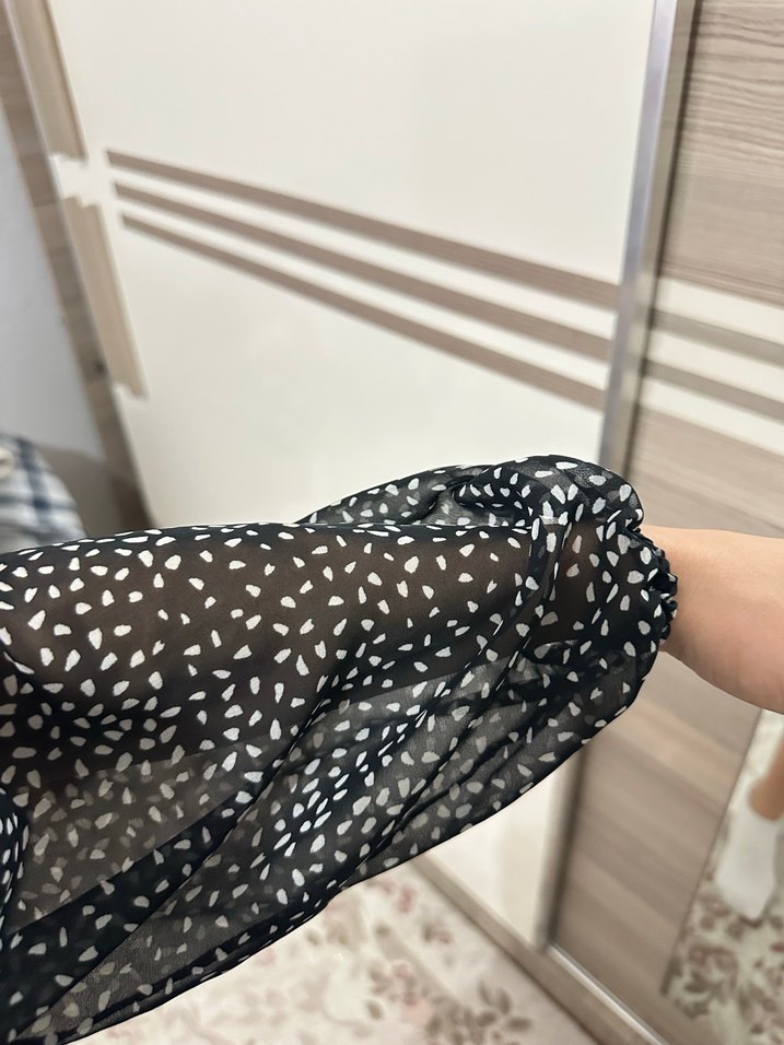 Uzun Kollu  Mini Siyah Elbise - Görsel 3