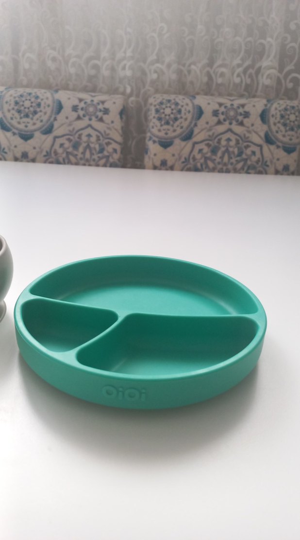 Çocuklar için Turkuaz Bölmeli Tabak ve Gri Kase - Görsel 2