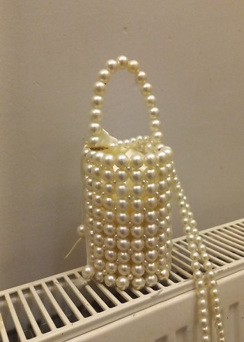 İnci Boncuklu Beyaz Kadın Çanta - Görsel 2