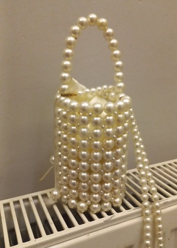 İnci Boncuklu Beyaz Kadın Çanta - Görsel 4