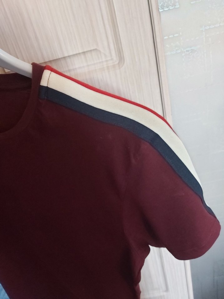 Bordo Kısa Kollu Salaş Tişört - Görsel 3