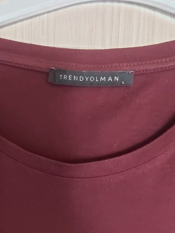 Bordo Kısa Kollu Salaş Tişört - Görsel 4