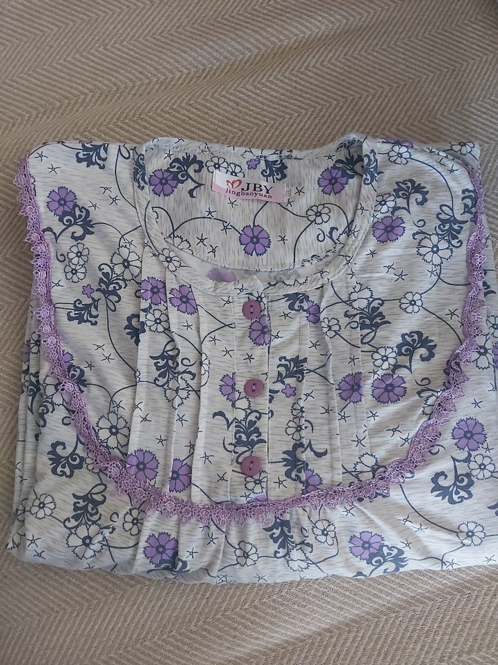 Uzun Kollu Desenli Kadın Gecelik - Görsel 2