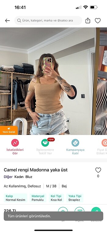 Diğer Camel rengi Madonna yaka üst