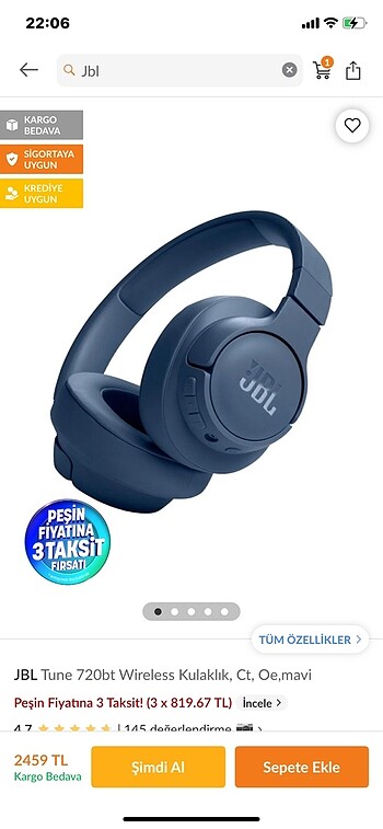 Orjinal Jbl 720 bt kulaklık