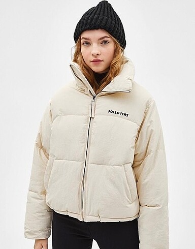 Bershka bej şişme mont