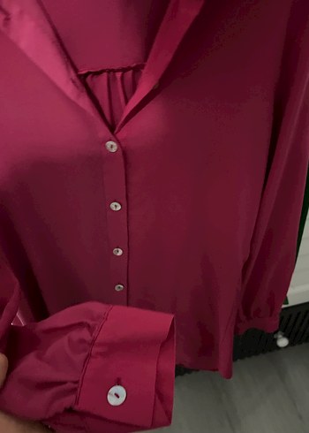 Pembe Uzun Kollu Düğmeli Kadın Gömlek - Görsel 5