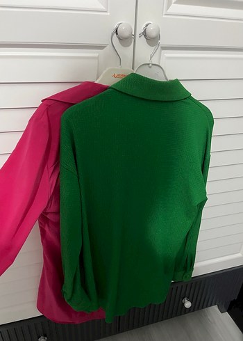 Pembe Uzun Kollu Düğmeli Kadın Gömlek - Görsel 7