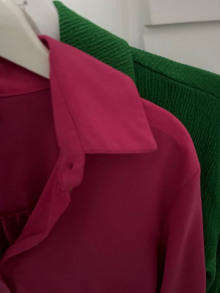 Pembe Uzun Kollu Düğmeli Kadın Gömlek - Görsel 3