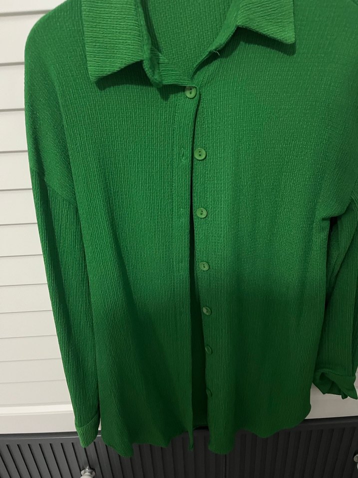 Pembe Uzun Kollu Düğmeli Kadın Gömlek - Görsel 2