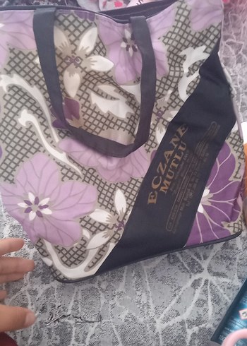 Mor Desenli Fermuarlı Kadın Plaj Çantası