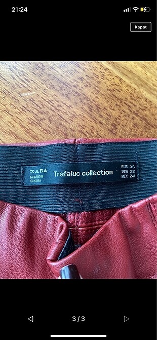 xs Beden Zara kırmızı deri pantolon