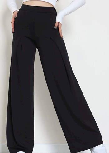 Siyah Kadın Salaş Kumaş Pantolon - Görsel 2