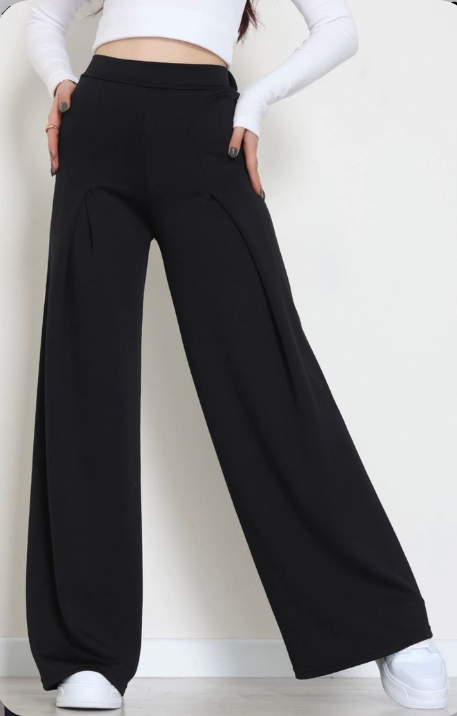 Siyah Kadın Salaş Kumaş Pantolon - Görsel 2