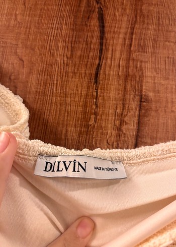 Bej Dantel Detaylı Straplez Uzun Triko Elbise - Görsel 3