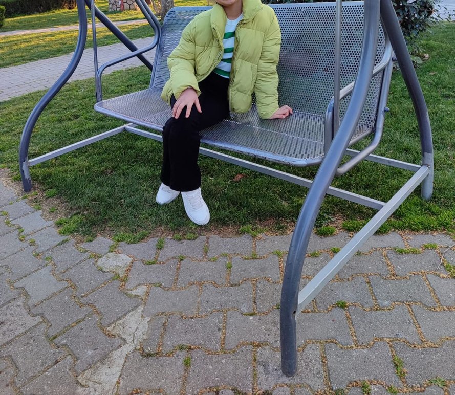 yeşil fıstık yeşili Mini Kısa Kesim Kışlık Kadın Mont - Görsel 2