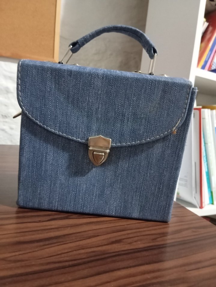 Mavi Kot Kumaşlı Tokalı Kadın Çanta - Görsel 2