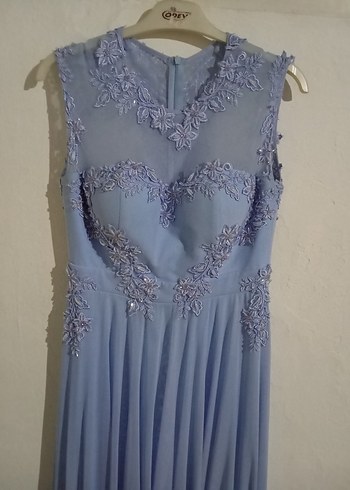 Uzun bebe mavisi abiye elbise 50- 52 kiloda giydim kalıbı dar - Görsel 4