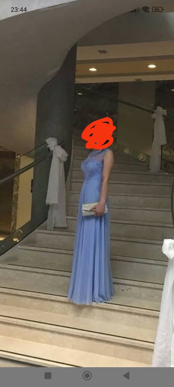 Uzun bebe mavisi abiye elbise 50- 52 kiloda giydim kalıbı dar - Görsel 2