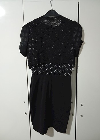 Dantelli Siyah Midi Ofis Elbisesi - Görsel 4