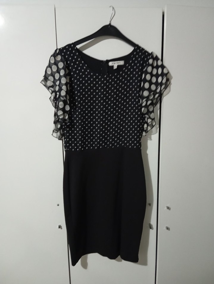 Dantelli Siyah Midi Ofis Elbisesi - Görsel 2