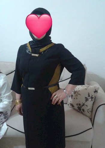 Modern Klasik Siyah Midi  tesettür abiye Elbise - Görsel 5