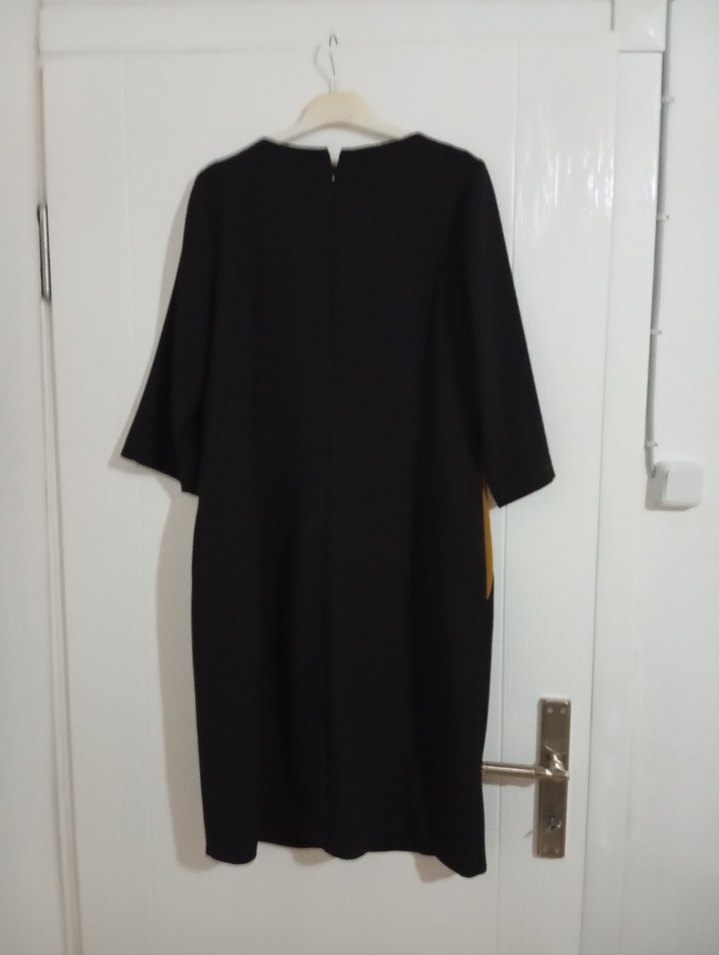 Modern Klasik Siyah Midi  tesettür abiye Elbise - Görsel 3