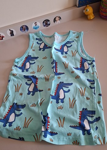 Renkli Baskılı Turkuaz Çocuk Atlet - Görsel 4