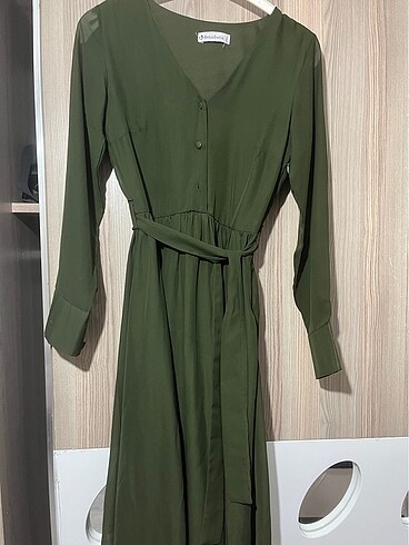 Deniz butik haki şifon elbise