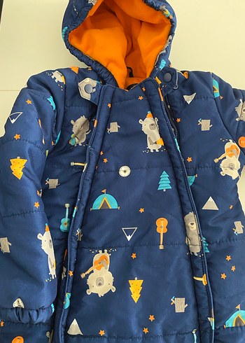 Bebek Erkek Renkli Baskılı Kürklü Tulum - Görsel 2