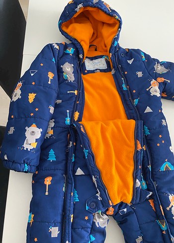 Bebek Erkek Renkli Baskılı Kürklü Tulum - Görsel 4