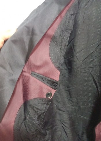 Düğmeli mürdüm erkek Ceket - Görsel 2